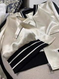 Fashion High Quality Color Contrast Baseball Uniform Jacket Unisex Long Sleeve Zipper Jogger Coat For Ladies
