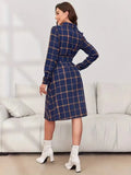 Fongt Shirt Women's Dress Plaid Long Sleeves With Long Dress Open Shirt