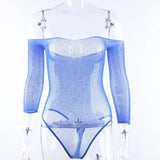Fishing Net Mesh Full Sleeve Backless Slim Club Party