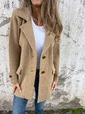 Fongt Autumn And Winter New Women's Wool Coat Casual Loose Collar Fake Pocket Open Shirt