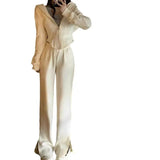 Fongt 2024 New Hong Kong Style Sports Leisure Suit Women's Salt Wear Fish Bone Waist Hoodie Two-Piece Trousers-Outfit