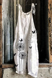Summer Slub Linen Vintage Print Wide