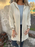 Fongt 2025 Solid Color Casual Hairs Pocket Hooded Jacket Jacket Woman