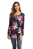 Tops And Blouses O-neck Print Casual Long Sleeve Boho Clothing Women Plus Size Fashions Floral Blouse