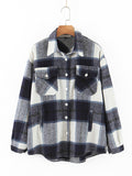 Autumn Women's Wear Urban Leisure Woolen Plaid Shirt Jacket-Outfit