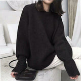 Languid Lazy Wind Sweater Female Autumn Winter Retro Wind Foreign Style Loose Inside A Soft Waxy Knit Jacket To Wear-Outfit