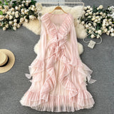 Pink Ruffles Sheer Rode Jacket-Outfit