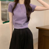 Fongt Shoulder Short Sleeves Short-Sleeved T-Shirt Repair Summer Slim New Design With Stylish Tops