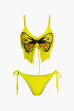 Butterfly Pattern Lace Up Bikini