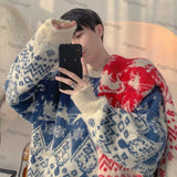 Sweater Men Loose Lazy Wind Knit Sweater Autumn and Winter Trendy Brand Versatile Couples Crew Neck Sweater-Outfit