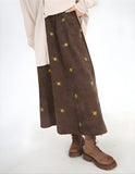 Embroidered Corduroy Maxi