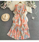 Fongt New Seaside Holiday Dress Women Spring And Autumn 2025 New Sexy V Receive Lanky Models