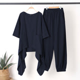 ZANZEA Fashion 2PCS Wide Leg Pants Sets Spring O-Neck Long Sleeve Blouse Suits Oversized Women's Tracksuit Casual Solid