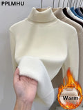 Turtleneck Sweaters Women Winter Slim Plush Velvet Lined Knit Pullover Thicken Knitwear Jumper Soft Jersey New Malhas