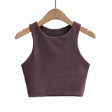 Fongt Yoga Female Training Double Layer Ultra Short Solid Color Vest-Outfit