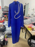 Elegant Bandage Dress Star With The Same Nail-Drilled Stage Party Round-Necked Ass Dress