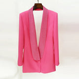 Fongt New Star Fashion INS Personality Exposed Hot Diamond Green Fruit Collar Long Blazer Skirt