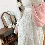 Aesthetic Floral Ruffled Maxi Skirt-Outfit