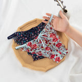 Lace Side Thongs Thin Breathable Invisible T Pants Print Low-Rise Thin Belt Trousers