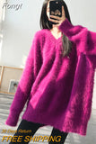 Gray Knitting Sweater Loose Fit Round Neck Long Sleeve Women Pullovers New Fashion Autumn Winter
