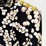 Fongt Star Autumn And Winter New Heavy Industry Nail Pearl Gallon Fruit Printing Gold Velvet Long Sleeve Dress