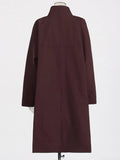 Temperament Angola Red Coat 2025 New Collar Single Buckle High Sense Of Pure Color Long Wind Coat Female