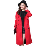 Buckskin Suede Trench Coats Women Spring Autumn Long Coat S-6XL Windbreaker Female Double-Breasted Trench