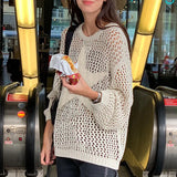 Hollow Out Star Crochet Knit Top-Outfit