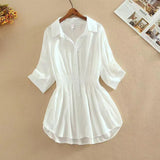 Fongt Large-Size Collar Loose Shirt Women 2025 Summer New Waist Thin Temperament Design Shirt