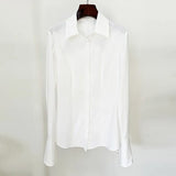 Fongt New Star Fashion Simple Repair White Long-Sleeved Horn Sleeve Shirt