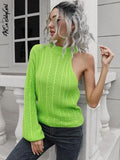 Sweater Women One Shoulder Pullover Cut Out Long Sleeve Sweaters Fall Winter Clothes Jumper Female Streetwear Knitted