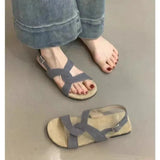 Fongt Flat-Soled Sandals Women 2024 New External Dress With Skirt Fairy Wind Leisure Beach Beach Roman