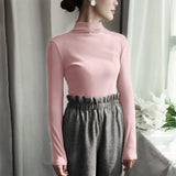 Solid Bottoming t Shirt Women Spring Autumn Tee Shirts Korean Turtleneck Slim Long Sleeve Black White T-shirts 90s tops