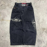 Year's Hot Classic Retro Y2K Loose Letter Jeans High Street Leisure Punk Style Is Wide.-Outfit
