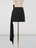Fongt Half-Dress Woman 2025 Summer New Fashion Bow Ribbon Design Folds Low-Waist
