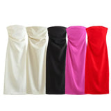 Fongt Folded Dress Design Autumn New Women's Breasts Collared Solid Color Dress