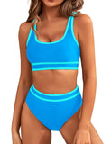 Fongt New Sexy Swimsuit Female Bikini Bikini Split Body Contrast Color Multi-Color