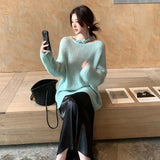 Fongt Price Does Not Return] Xiu Xixi 13 Lines 2025 Autumn Round-Neck Wool Knitted Sweater Women 25152