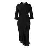 Fongt Women's Spring Elegant OL Fashion Long Sleeve Blouse Lace-Up Dress Two-Set African Set