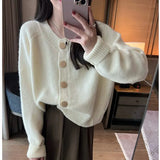 Lazy Wind Soft Waxy Sweater Coat Women's Wear High Sense Versatile Spring Knit Cardigan Long Sleeve Top Tide-Outfit