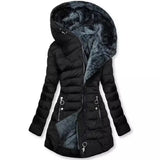 Fongt Wool Collar Zipper Long Sleeves To Keep Warm Hooded Coat Coat Cotton Women MG502