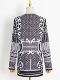 QUALITY Newest 2023 Stylish Designer Jacket Women's V-neck Long Sleeve Luxurious Metallic Beaded Long