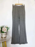 Knitted Pants Straight High Waist Women's Flared Pants Klein Blue LOOSE Thicken High Strecth Slim Side of Fungus