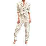 Fongt 2023 New Sub-Pure Color Fashion Lapel Short Suit Temperament Trousers Suit-Outfit