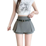 Fongt Half-Dress Girl Hottie Thin A-Word Short Skirt Summer New High-Waist College Style Pure Folding Skirt
