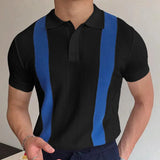 Fongt Men'swear Summer Short-Sleeved Knitwear White Striped Business POLO Shirt