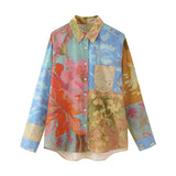 New Spliced Print Shirt 3287178 Pajamas Flared Pants 3291177-Outfit