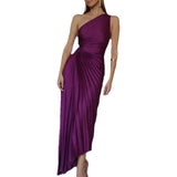 Fongt New Spring And Summer Purple Dress Dress Folded Dress 100 Foldless Dress Sleeveless Irregular Evening Dress