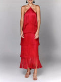 Fashion Hanging Neck Solu Back Open