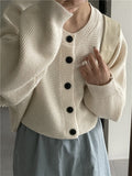 Fongt Neck Single Breasted Bat Sleeve Knit Cardigan Female 2024 Autumn Loose Lazy Gentle Wind Short Sweater Coat-Outfit
